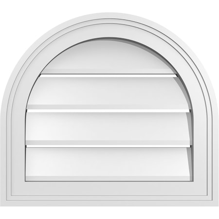 Ekena Millwork Round Top Surface Mount PVC Gable Vent: Functional, w/ 2"W x 1-1/2"P Brickmould Frame, 18"W x 16"H GVPRT18X1602SF